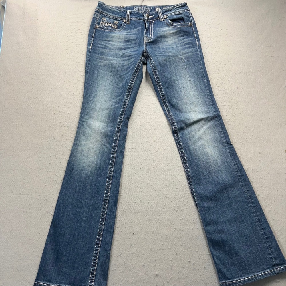 Miss Me Bootcut Jeans Womens 30 Blue Denim Rhinestone Embellished JD1037B